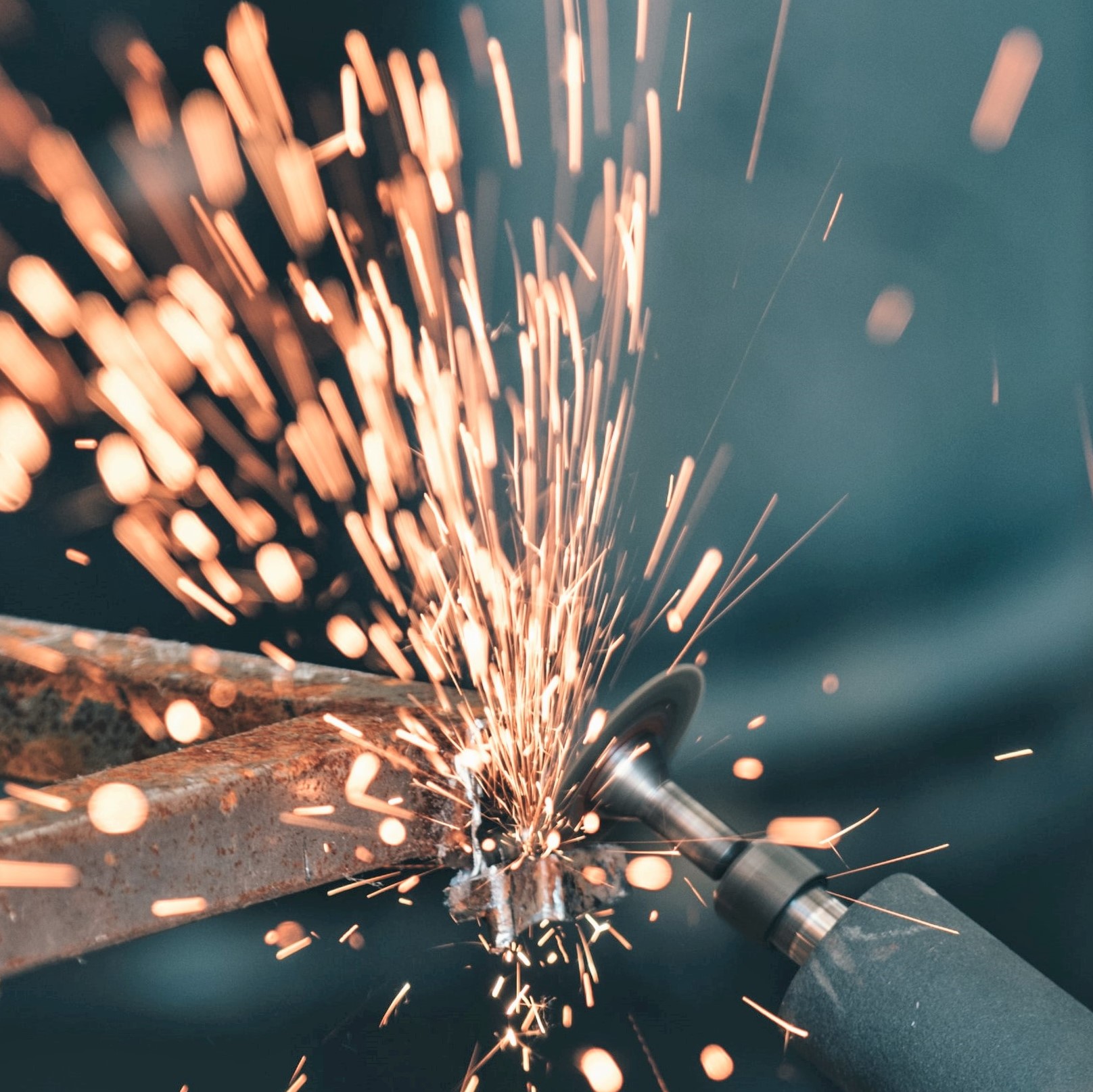 Sparks from industrial grinding